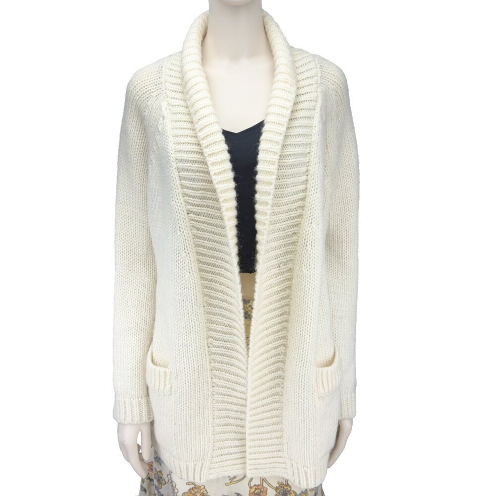 NAÏF MONTREAL Wool Blend Knitted Cream‎ Warm Oversized Minimalist Cardigan sz S